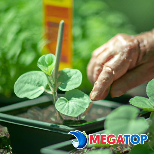 Một bức ảnh chụp từ gần miêu tả một người làm vườn sử dụng các phương pháp tự nhiên để bảo vệ cây thảo dược khỏi sâu bệnh và sâu hại.
