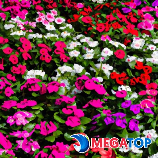 Các loại hoa kim ngân hoa (vinca) với nhiều màu sắc khác nhau.